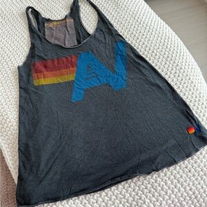 Aviator Nation Gray Tank Top with Blue and Red Stripes